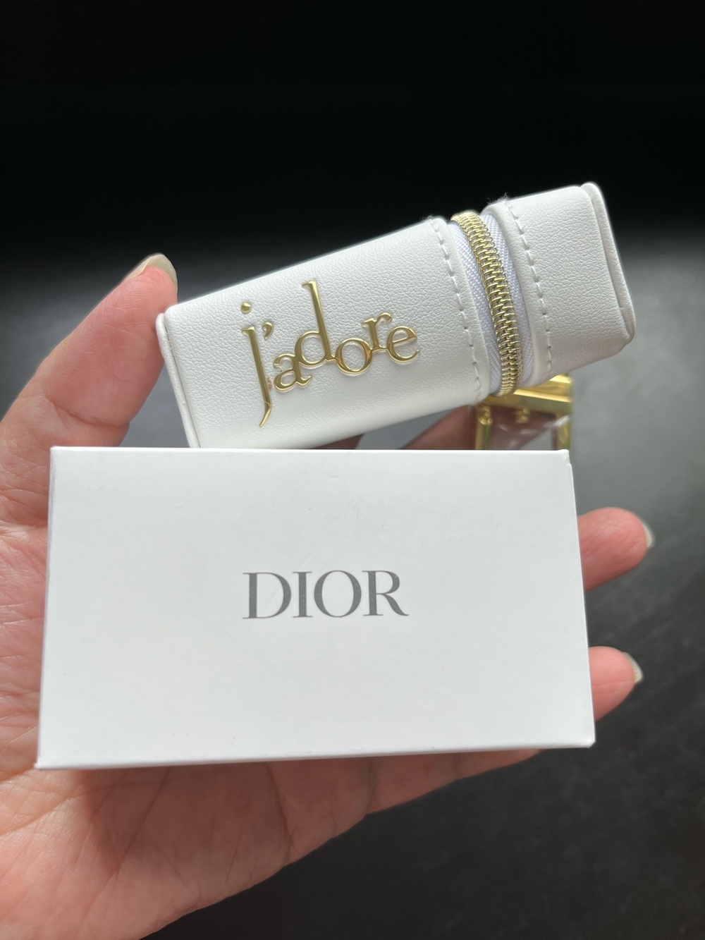 New Dior White j'adore Keychain with Pouch
